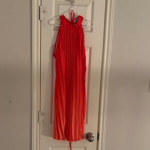 Vibrant Pleated Halter Dress